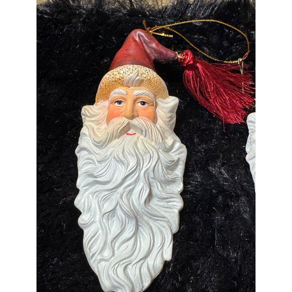 Vintage Handcrafted Santa Claus Ornament Set Of 5 With Red Hats & White Beards - Picture 7 of 12